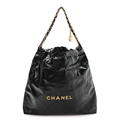 Chanel Shiny Calfskin Quilted Small Chanel 22 Black 1 of 11