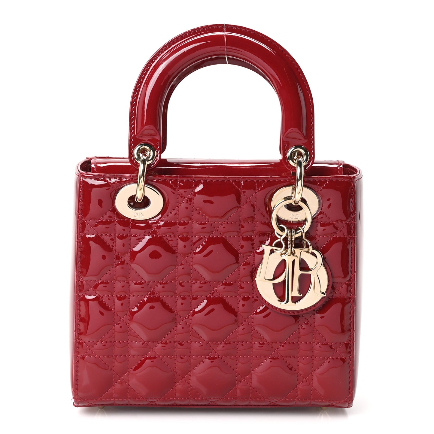 Patent Cannage Small Lady Dior Cherry Red