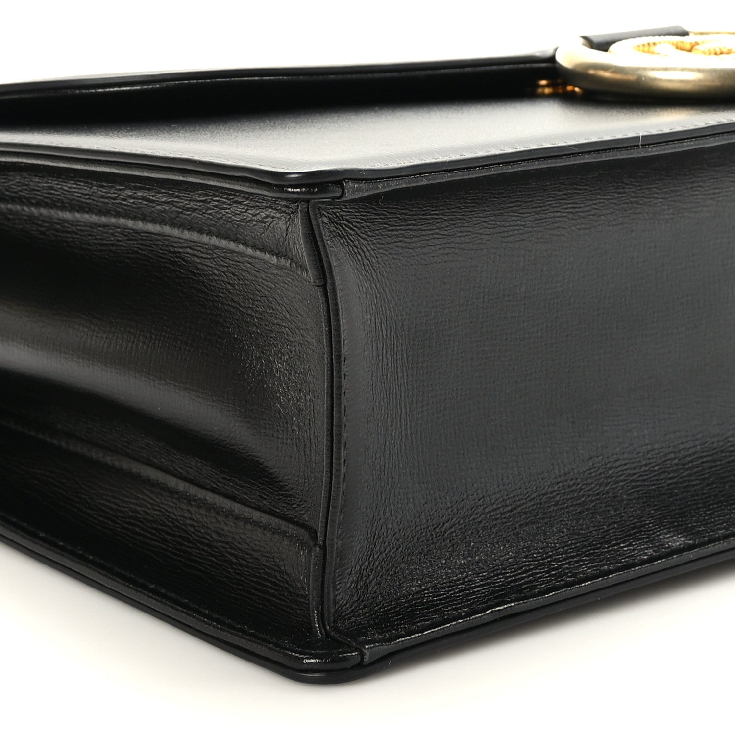 Gucci Textured Calfskin Medium Torchon GG Ring Shoulder Bag Black 8 of 9