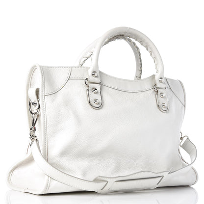 Balenciaga Chevre Silver Metallic Edge Hardware City White 4 of 12