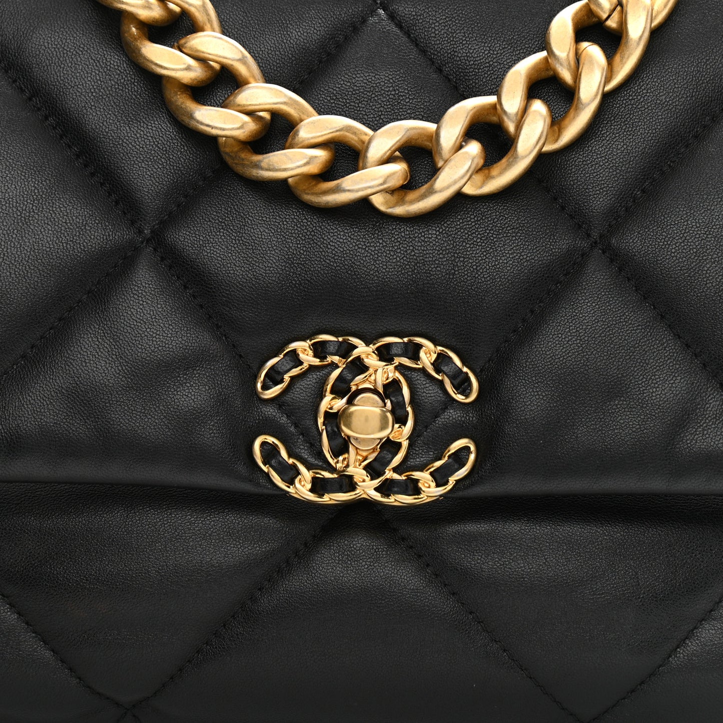 Lambskin Quilted Large Chanel 19 Flap Black