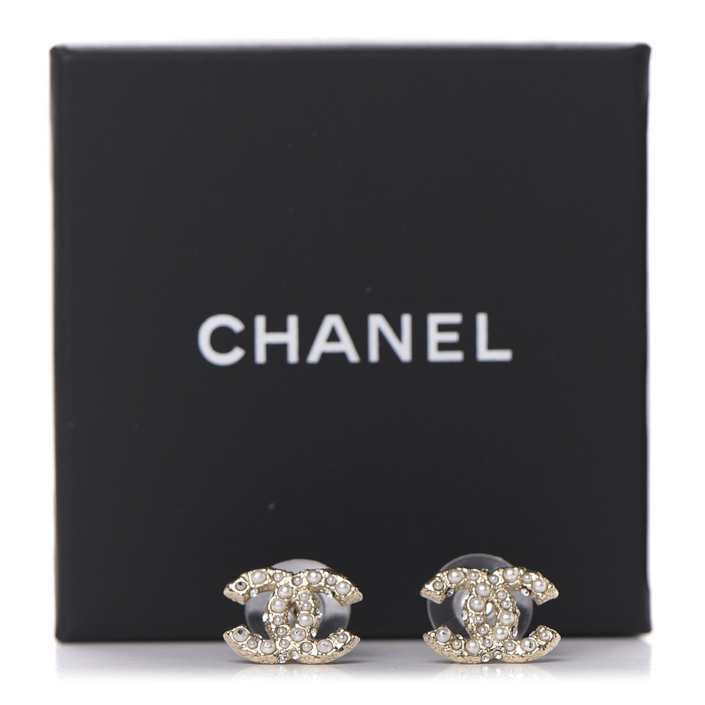 Pearl Crystal CC Earrings Light Gold