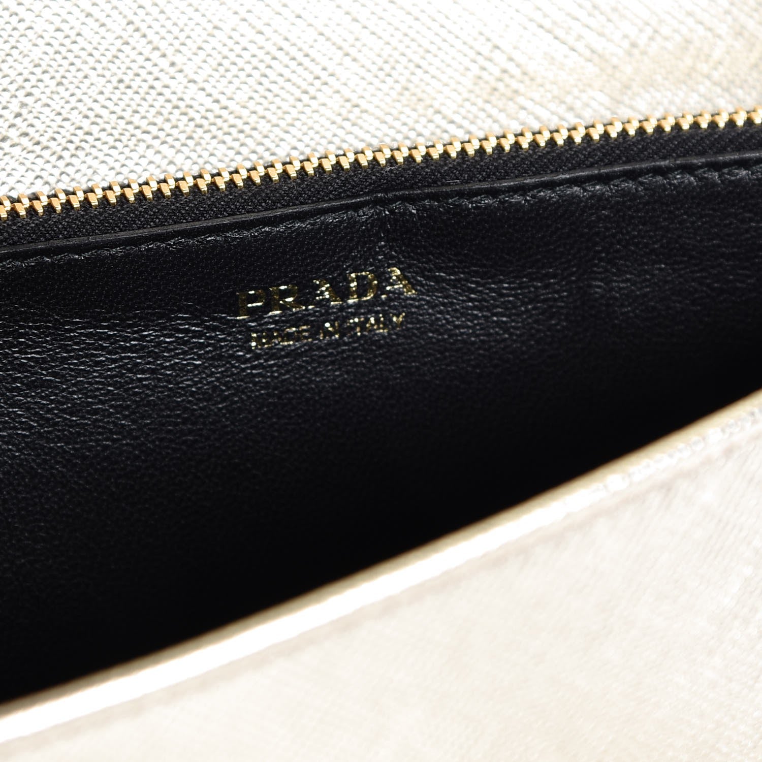 Prada Metallic Saffiano Lux Chain Wallet Pirite 6 of 6