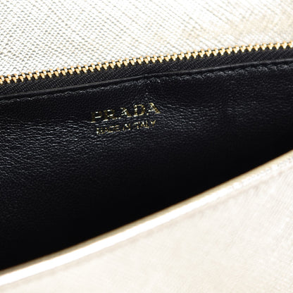 Prada Metallic Saffiano Lux Chain Wallet Pirite 6 of 6