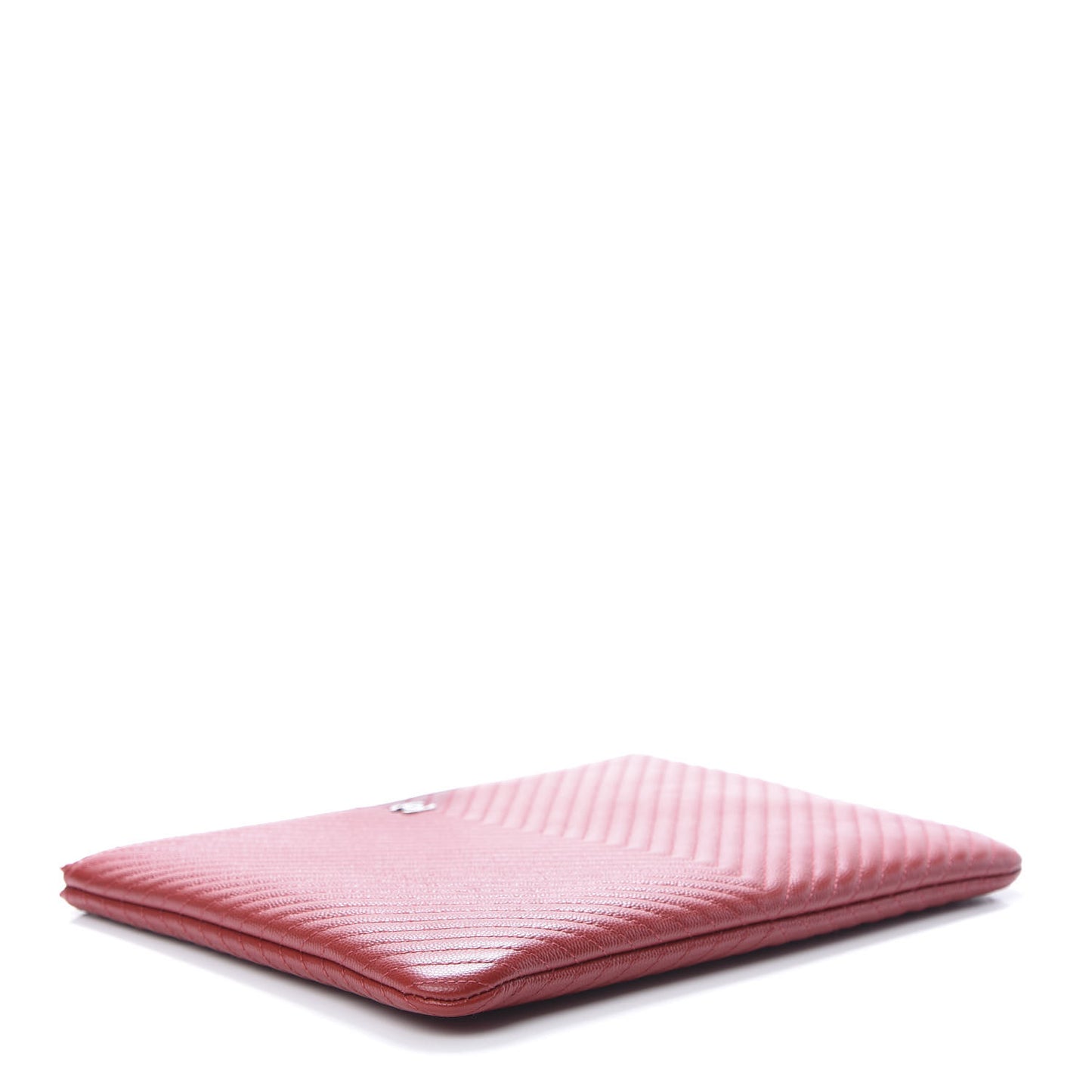 Caviar Chevron Quilted Medium Cosmetic Case Red