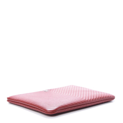 Chanel Caviar Chevron Quilted Medium Cosmetic Case Red 4 of 8