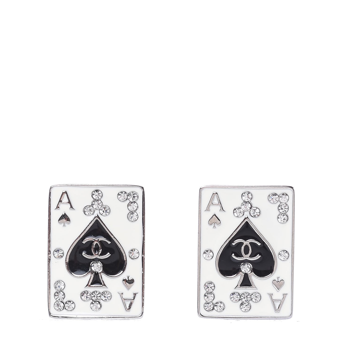 Crystal Wynn Exclusive Ace of Spades Clip On Earrings Silver