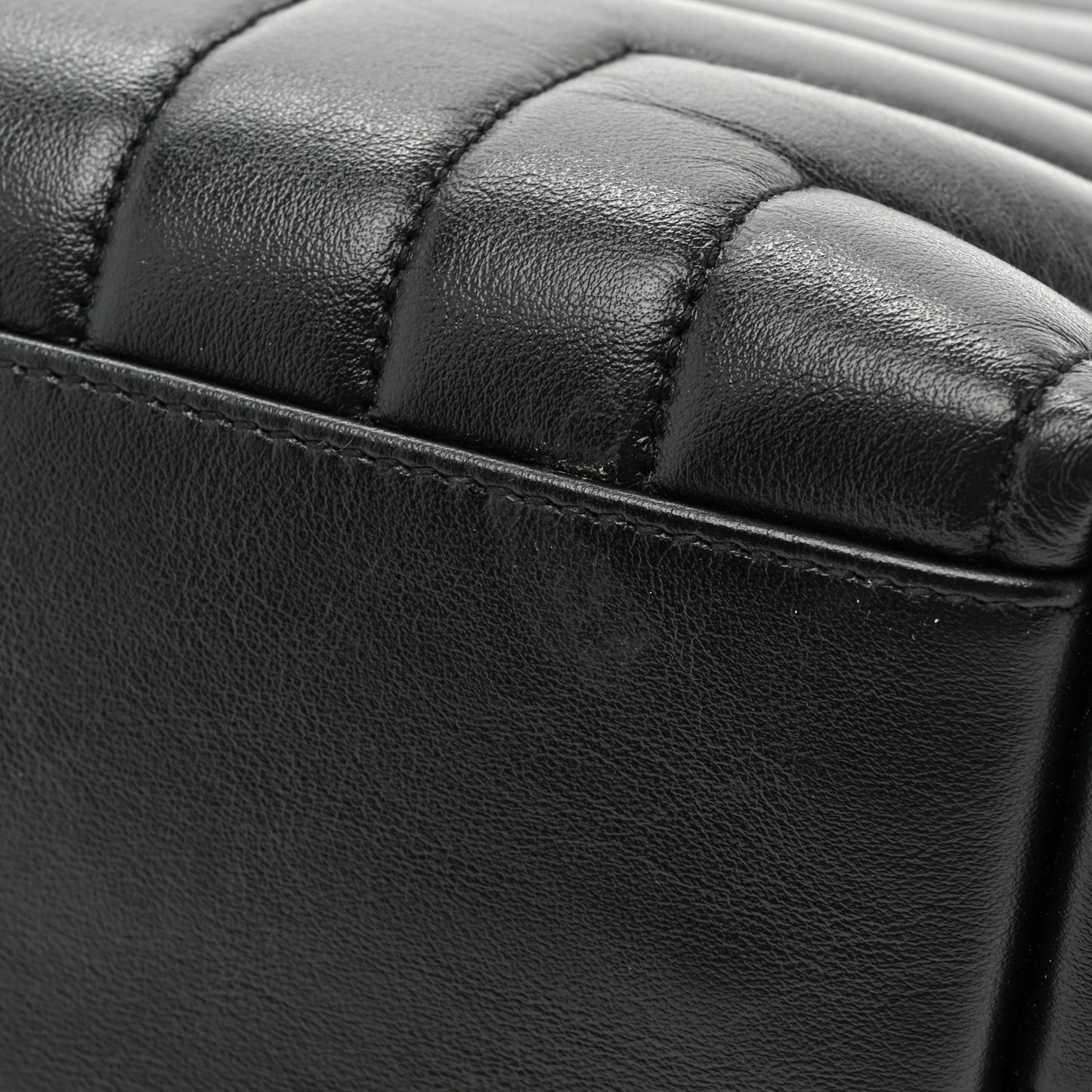 Calfskin Y Quilted Monogram Medium Loulou Chain Satchel Black