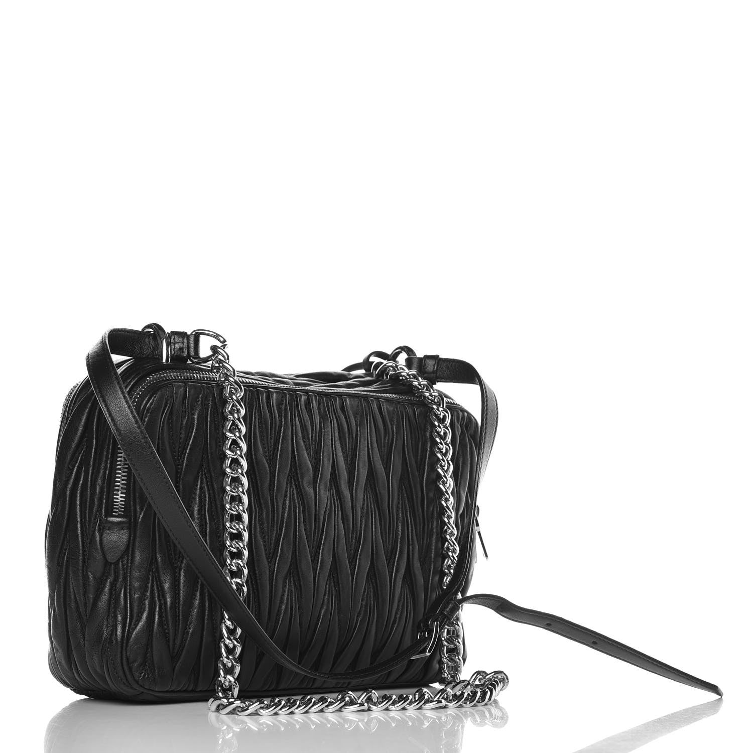 Miu Miu Nappa Matelasse Double Zip Shoulder Bag Black 10 of 15