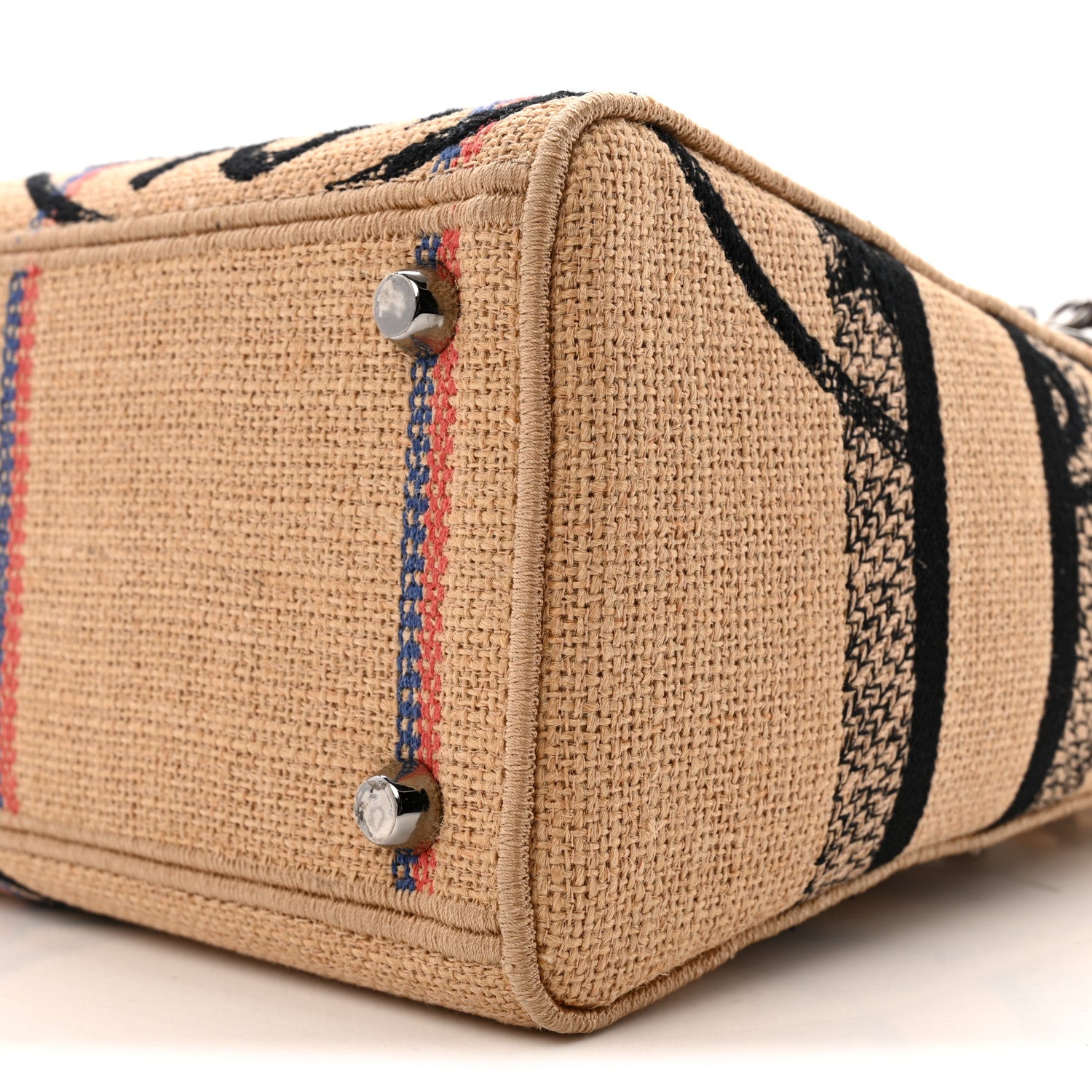 Christian Dior Canvas Jute Embroidered Medium Lady D-Lite Beige Multicolor 10 of 15