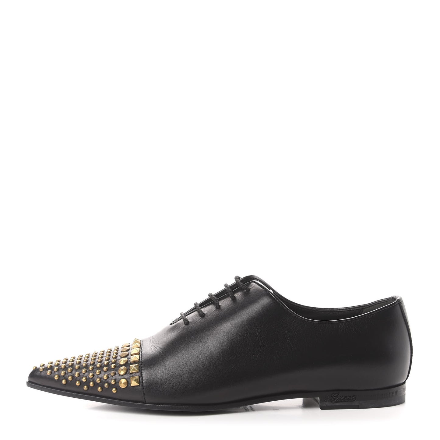 Calfskin Studded Lace Up Oxford 36 Black