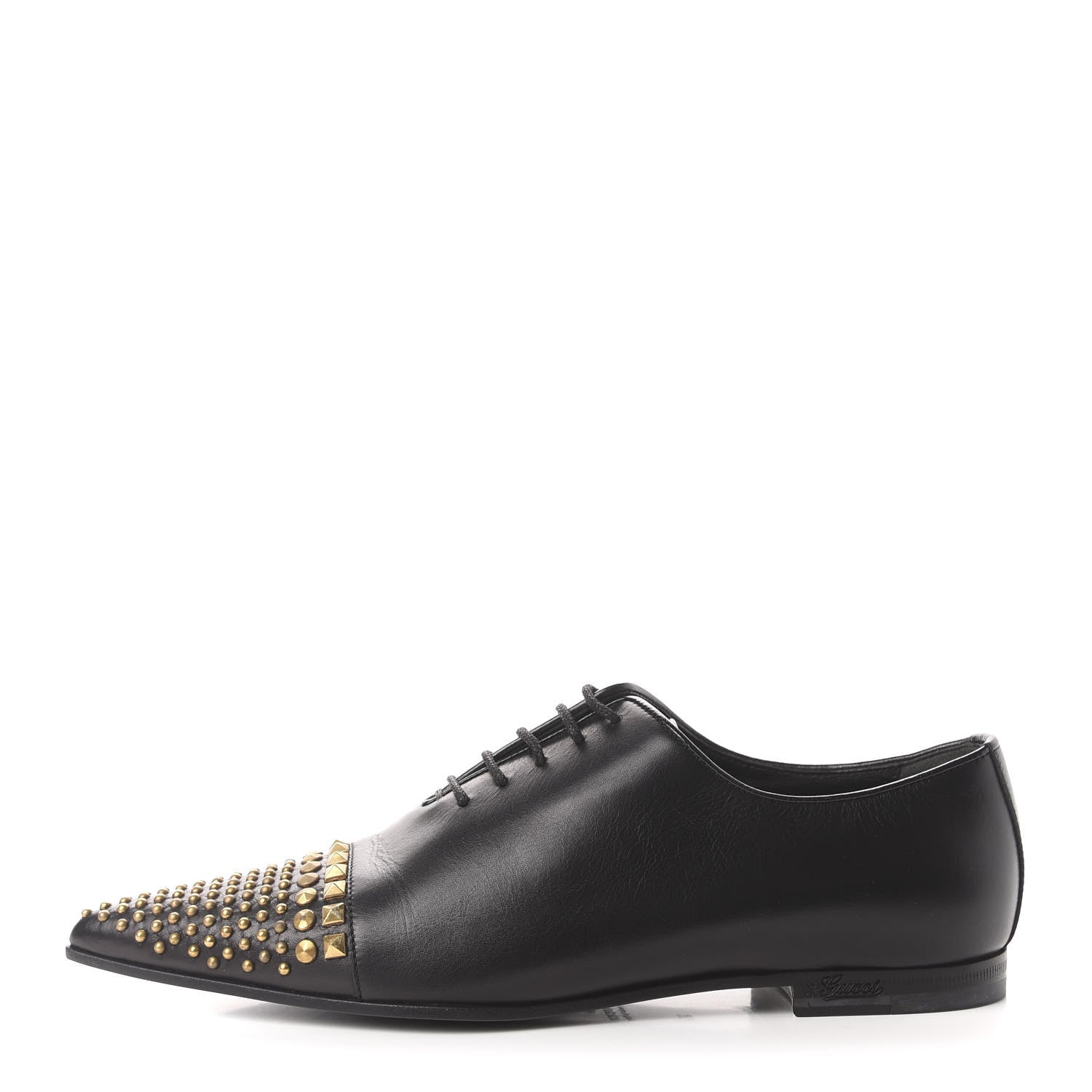 Gucci Calfskin Studded Lace Up Oxford 36 Black 1 of 10