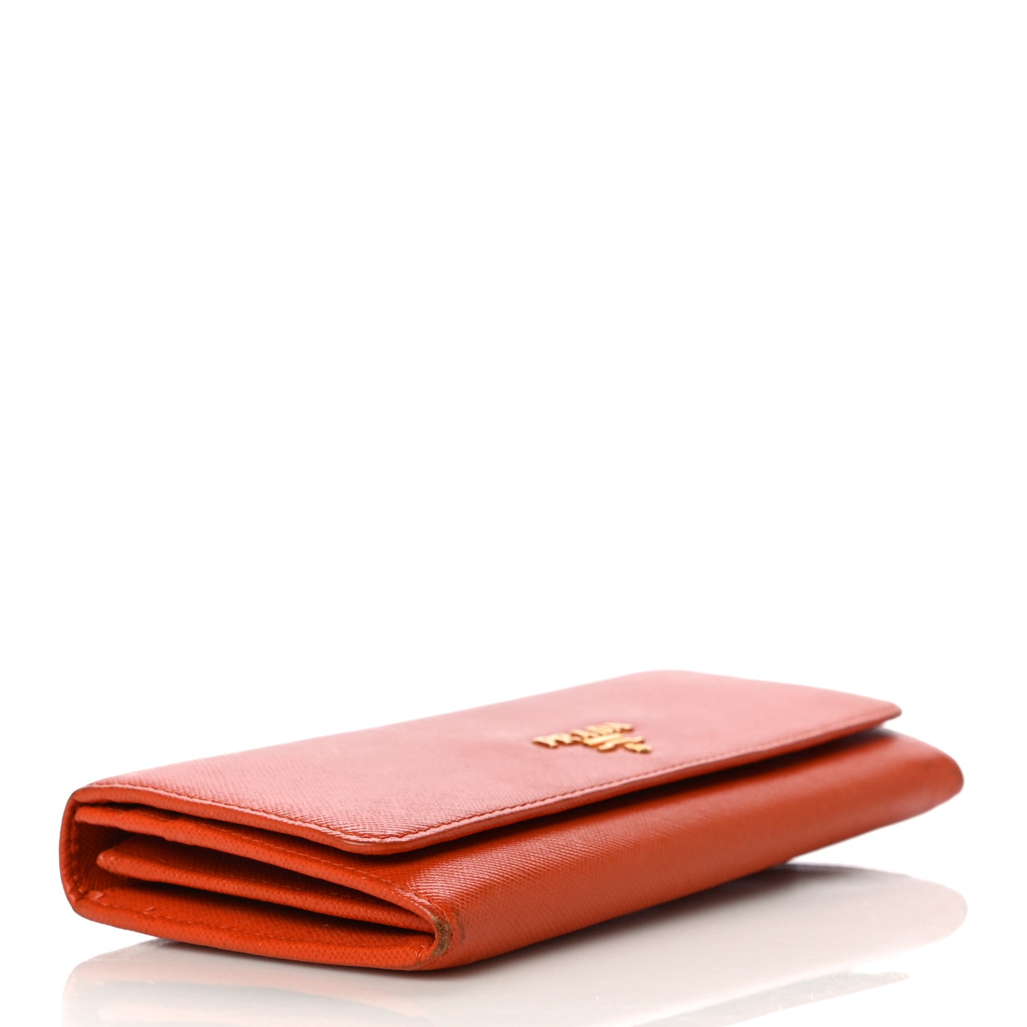 Saffiano Metal Continental Flap Wallet Papaya