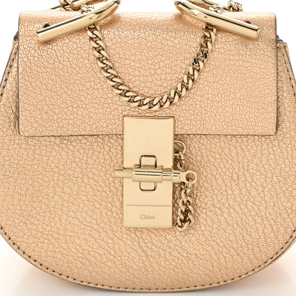 Chloe Metallic Grained Goatskin Nano Drew Shoulder Bag Abstract Gold 7 of 9