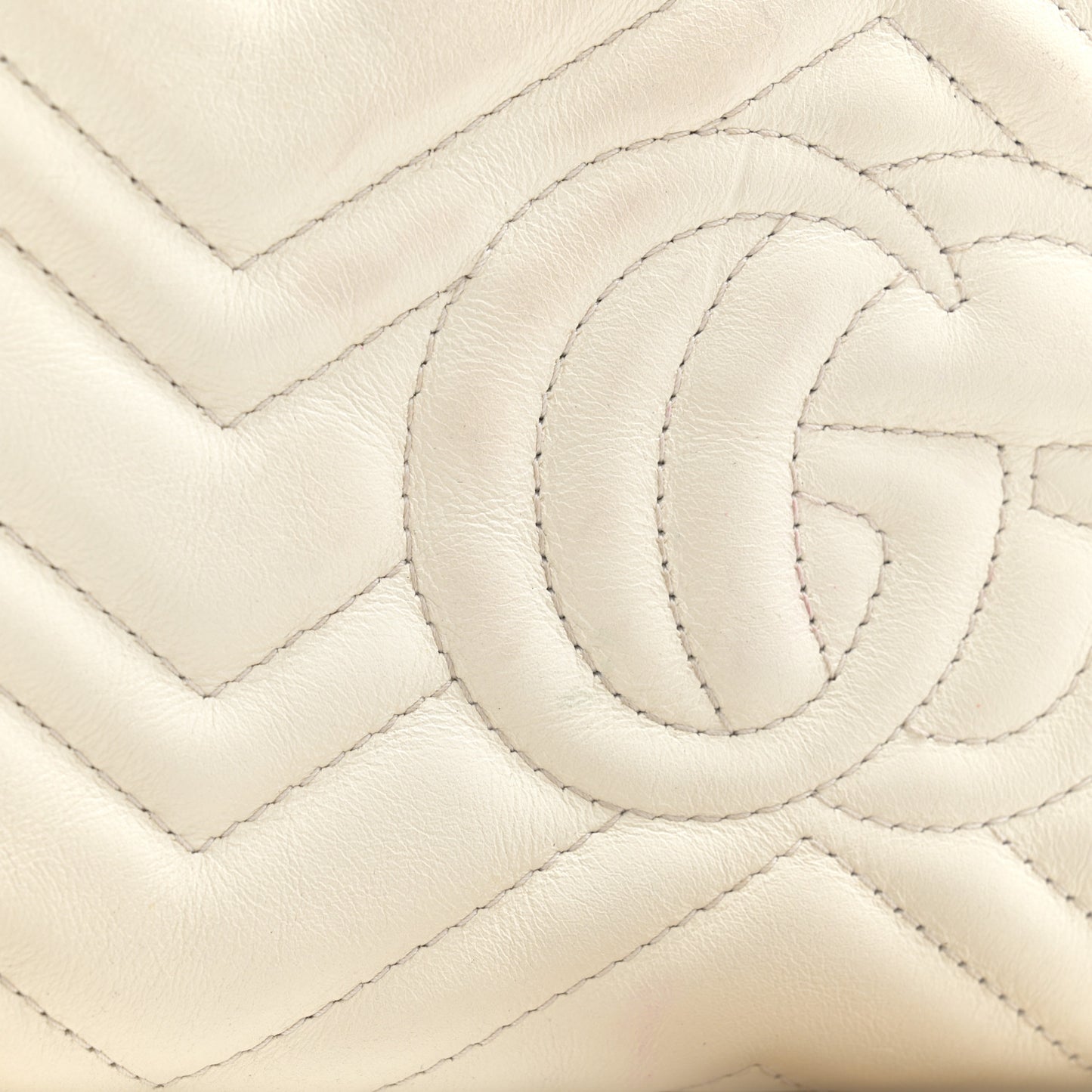 Calfskin Matelasse Mini GG Marmont Chain Bag White