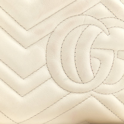 Gucci Calfskin Matelasse Mini GG Marmont Chain Bag White 12 of 13