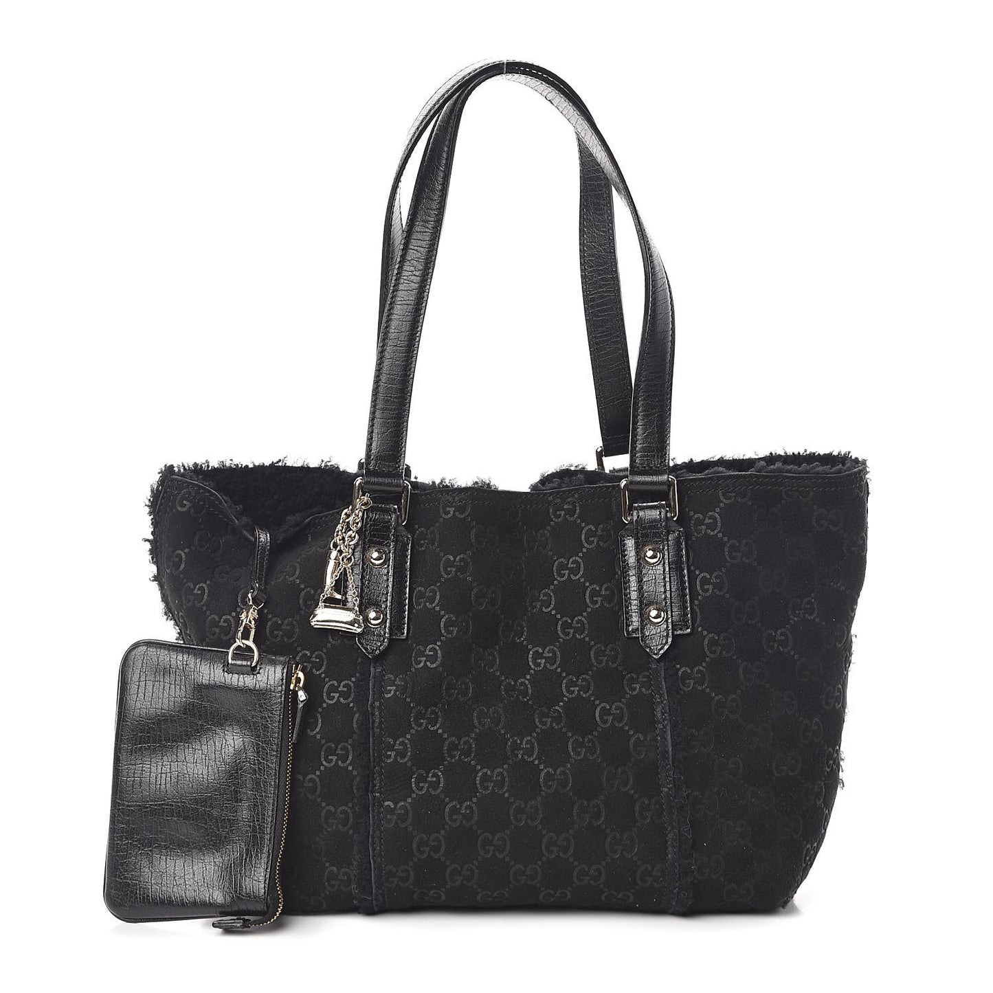 Suede Shearling Guccissima Jolicoeur Tote Black