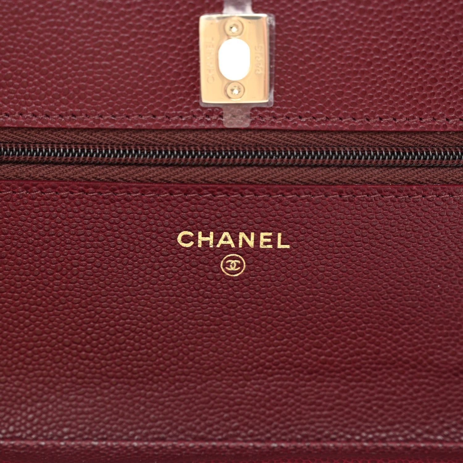 Chanel Caviar Quilted CC Turnlock Wallet On Chain WOC Burgundy 6 of 12