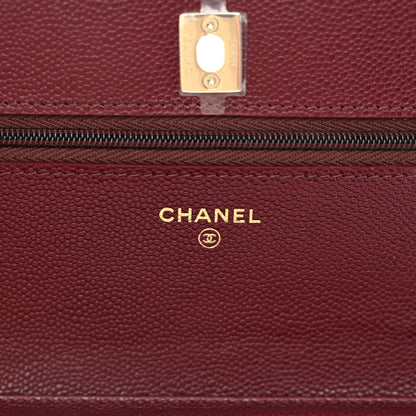 Chanel Caviar Quilted CC Turnlock Wallet On Chain WOC Burgundy 6 of 12