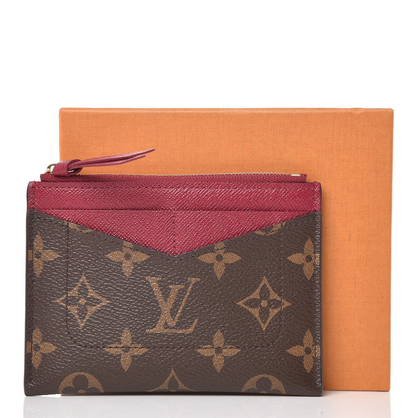 Monogram Zipped Card Holder Fuchsia