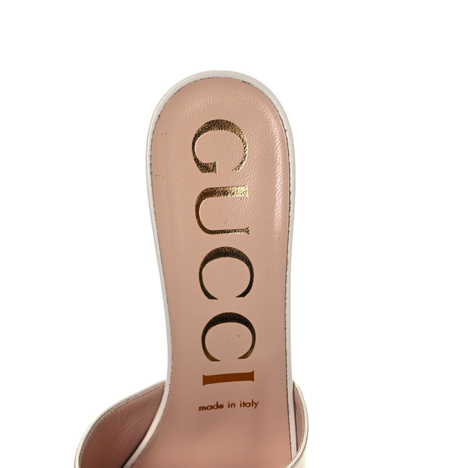 Gucci Malaga Kid Zumi Mid Heel Slide Sandals 39 Dusty White 7 of 13
