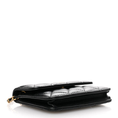 Chanel Lambskin Quilted Pearl Crush Clutch With Chain Black 4 of 11