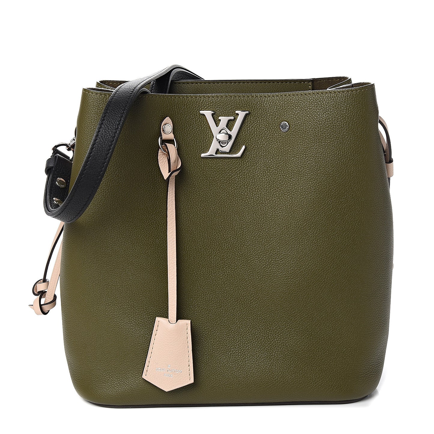 Calfskin Lockme Bucket Laurier Green Toffee Latte Beige Black