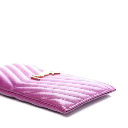 Saint Laurent Grain De Poudre Chevron Monogram Bill Pouch Dark Grape 6 of 10