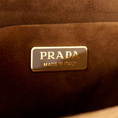 Prada Velluto Ricamo Cahier Shoulder Bag Cammello 6 of 10