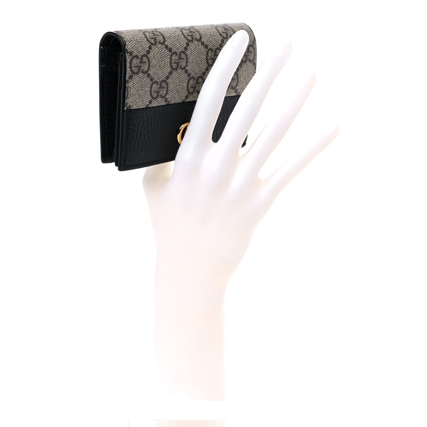 Dollar Calfskin GG Supreme Monogram GG Marmont Card Case Black Beige Ebony