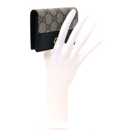 Gucci Dollar Calfskin GG Supreme Monogram GG Marmont Card Case Black Beige Ebony 2 of 6