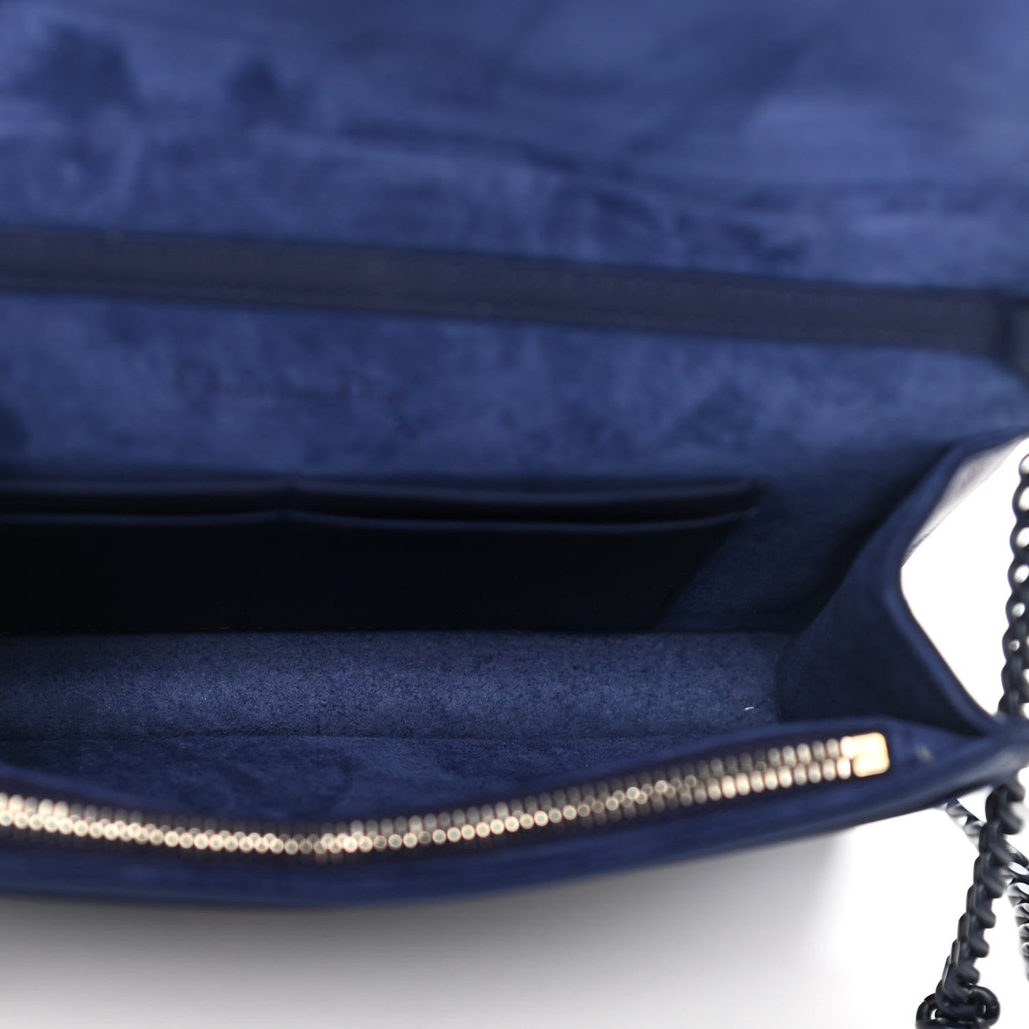 Ultra Matte Calfskin Studded Diorama Wallet on Chain Pouch Indigo