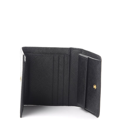 Prada Saffiano Metal Tri-Fold Wallet Nero Black 5 of 8