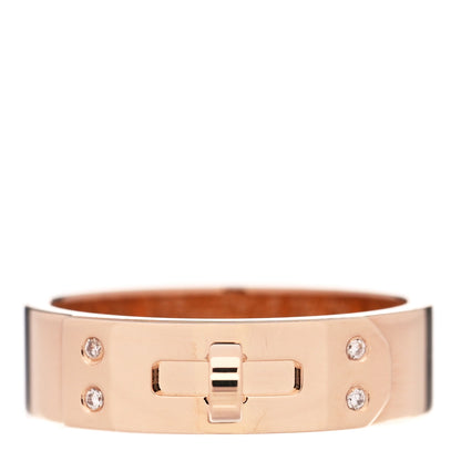 Hermes 18K Rose Gold Diamond PM Kelly Ring 50 5.5 1 of 5
