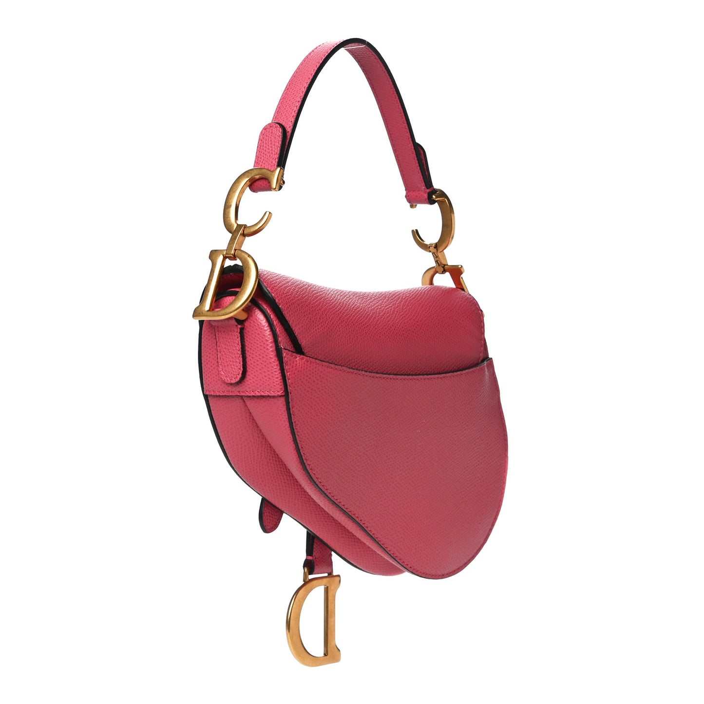 Grained Calfskin Mini Saddle Bag Pink