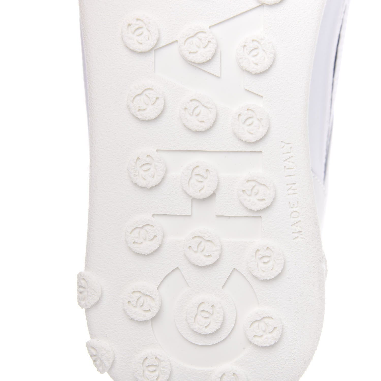 Chanel Calfskin Mesh Lycra Womens Logo High Top Sneakers 38 White 6 of 7