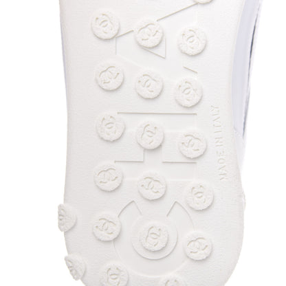 Chanel Calfskin Mesh Lycra Womens Logo High Top Sneakers 38 White 6 of 7