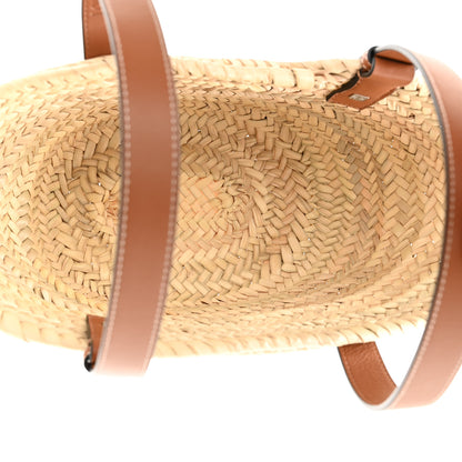Loewe Raffia Small Basket Tote Bag Natural Tan Navy 5 of 9