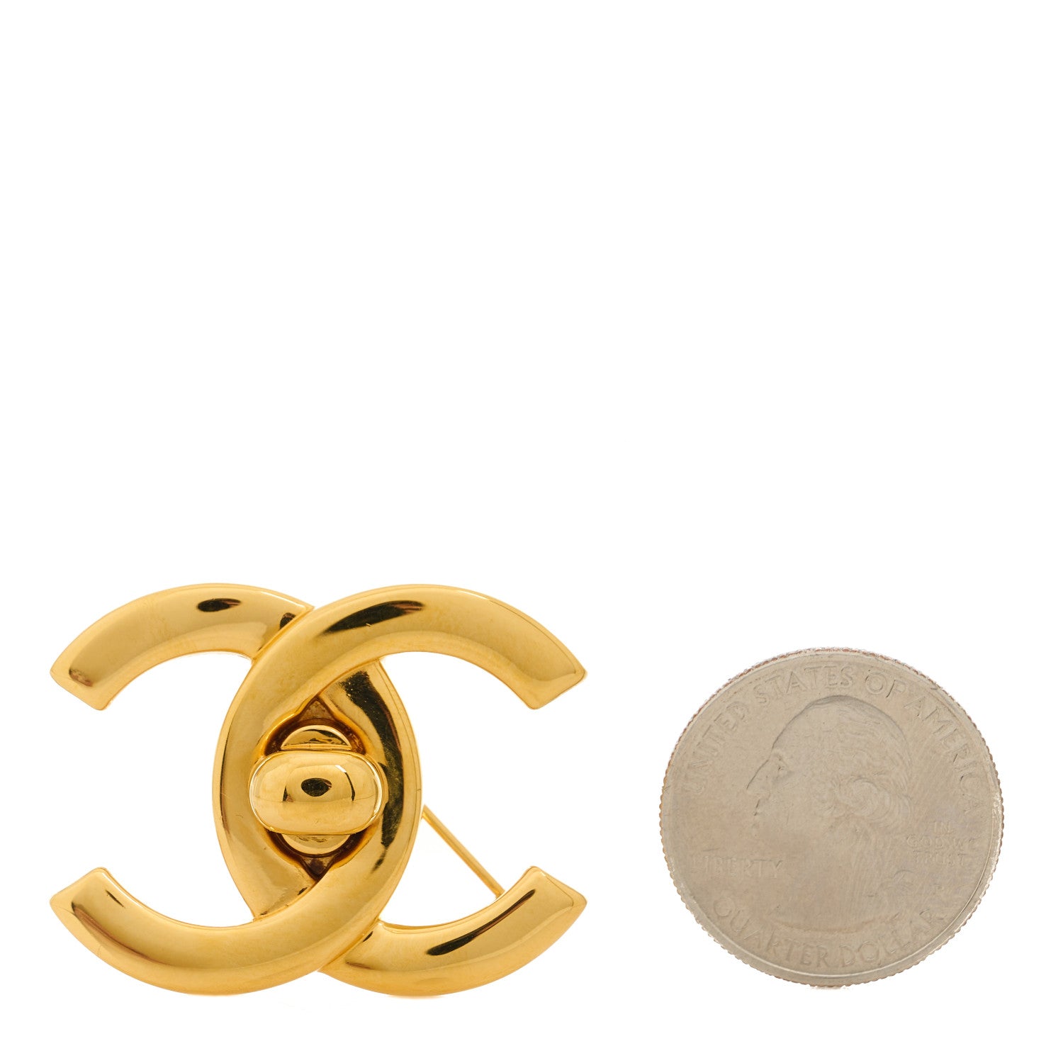Chanel Metal CC Turn Lock Brooch Gold 2 of 4