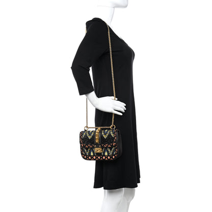 Valentino Garavani Vitello Beaded Small Glam Lock Rockstud Flap Black Multicolor 2 of 11