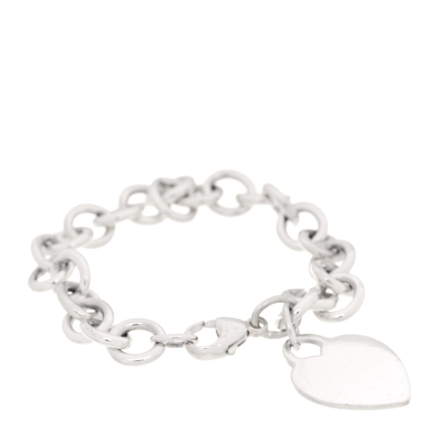 Sterling Silver Heart Tag Charm Bracelet