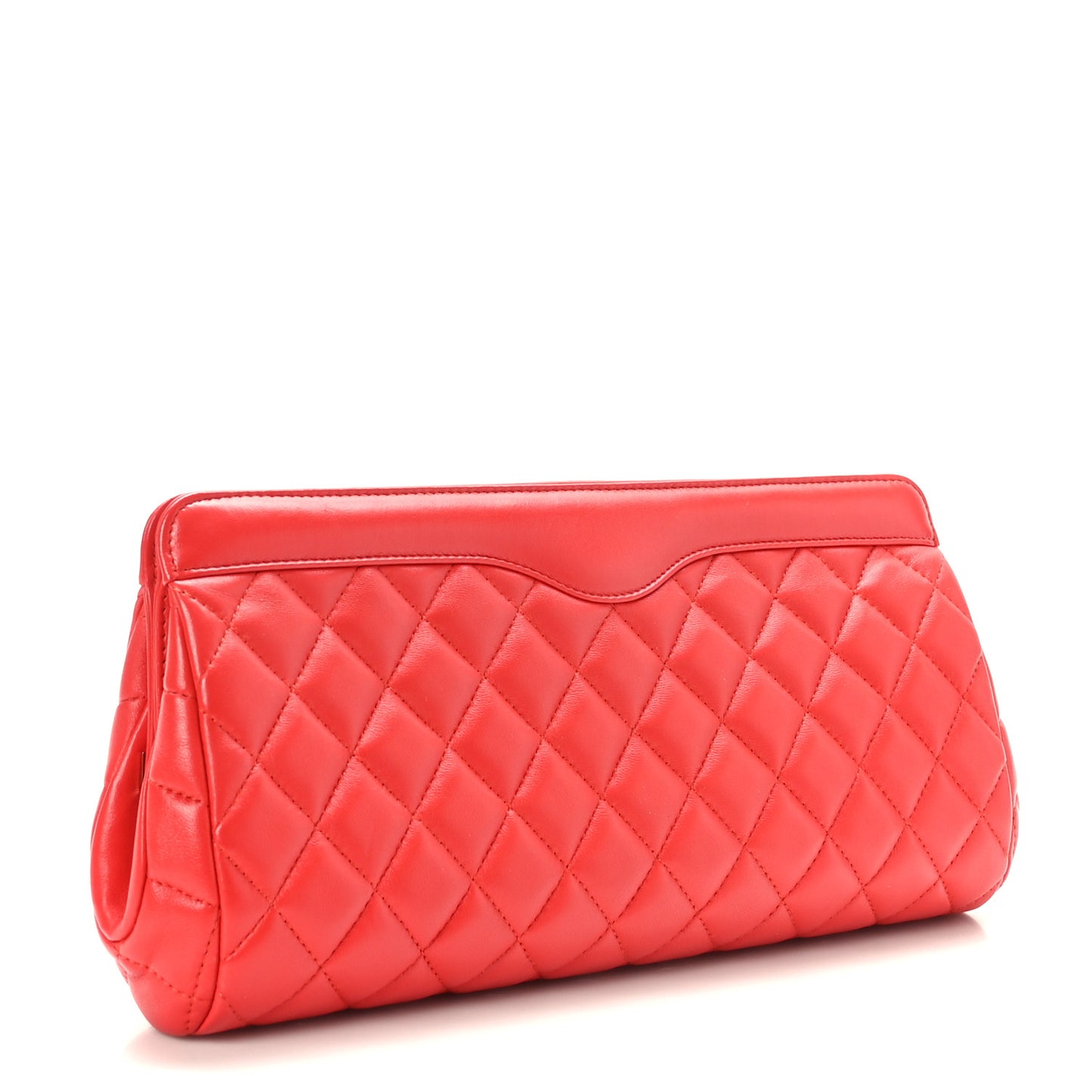 Lambskin Quilted Clutch Red