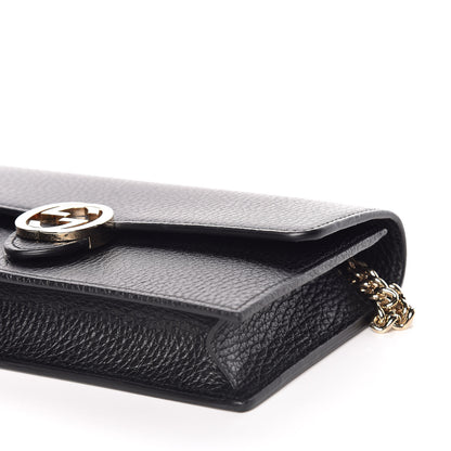 Gucci Dollar Calfskin Interlocking G Chain Wallet Black 9 of 10