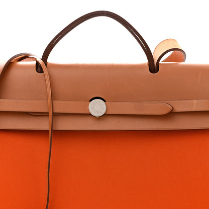 Hermes Vache Hunter Toile Herbag Zip 39 MM Orange Natural 9 of 11