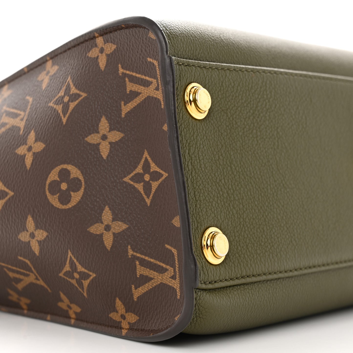 Calfskin Monogram On My Side MM Laurier Green Toffee Latte Beige