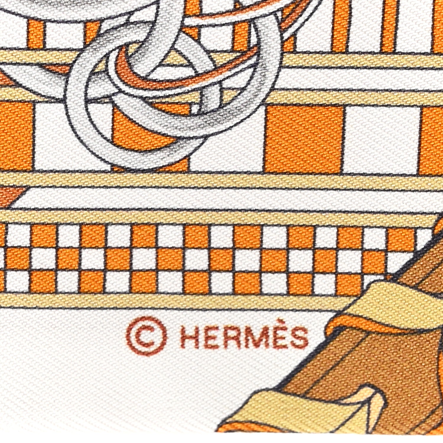 Hermes Silk Brides et Gris Twilly Caramel White Bronze 3 of 4