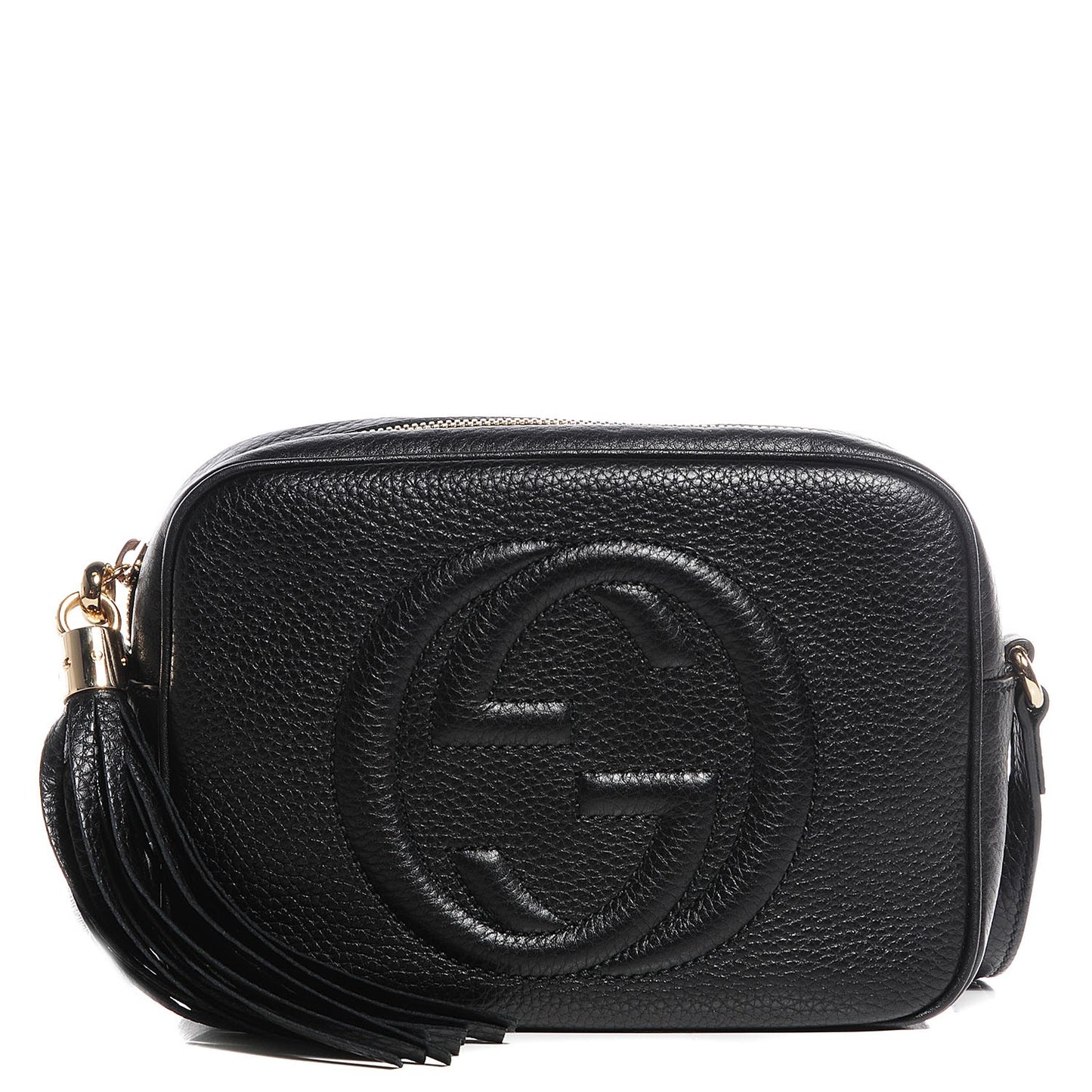 Pebbled Calfskin Small Soho Disco Bag Black