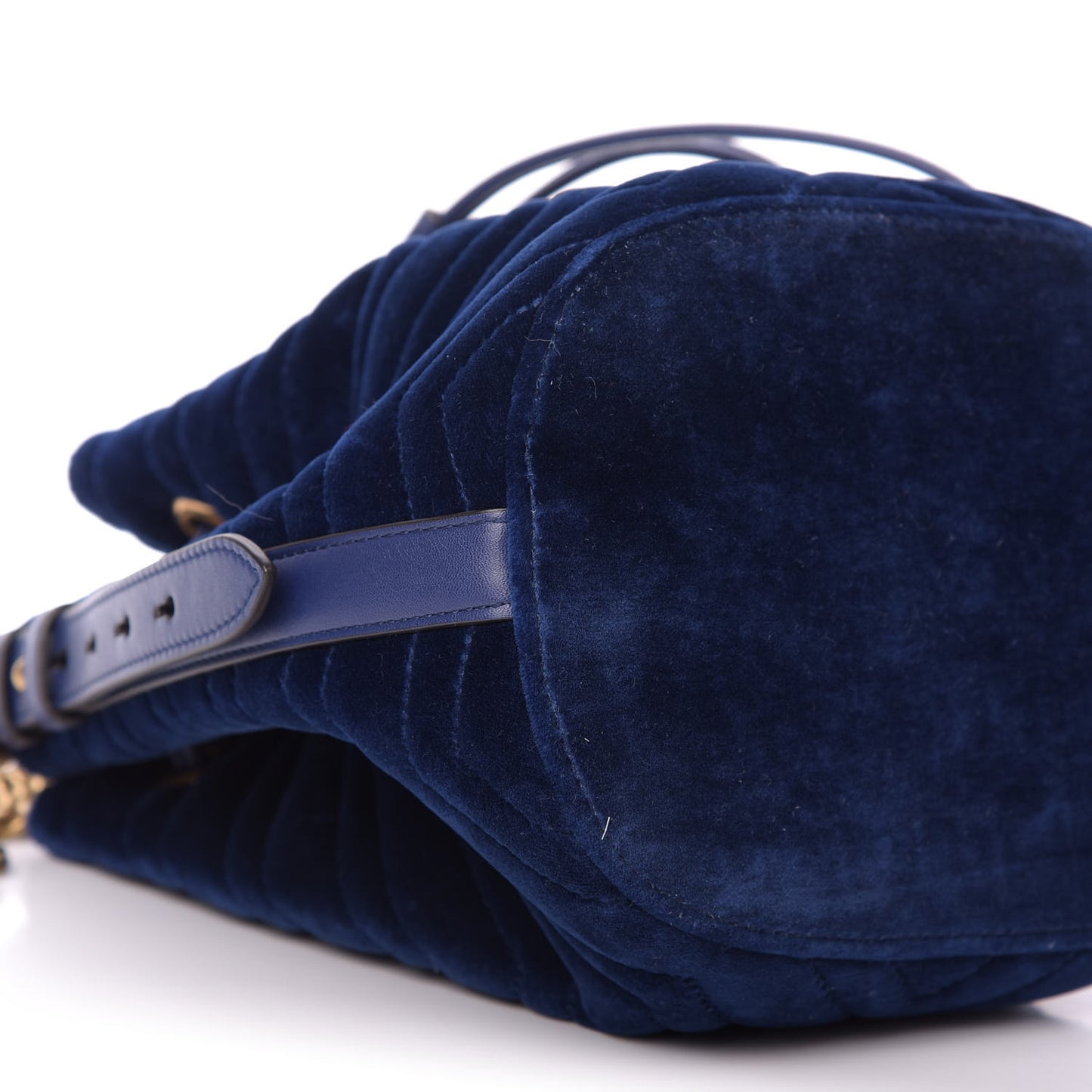 Velvet Matelasse GG Marmont Bucket Bag Cobalt Blue