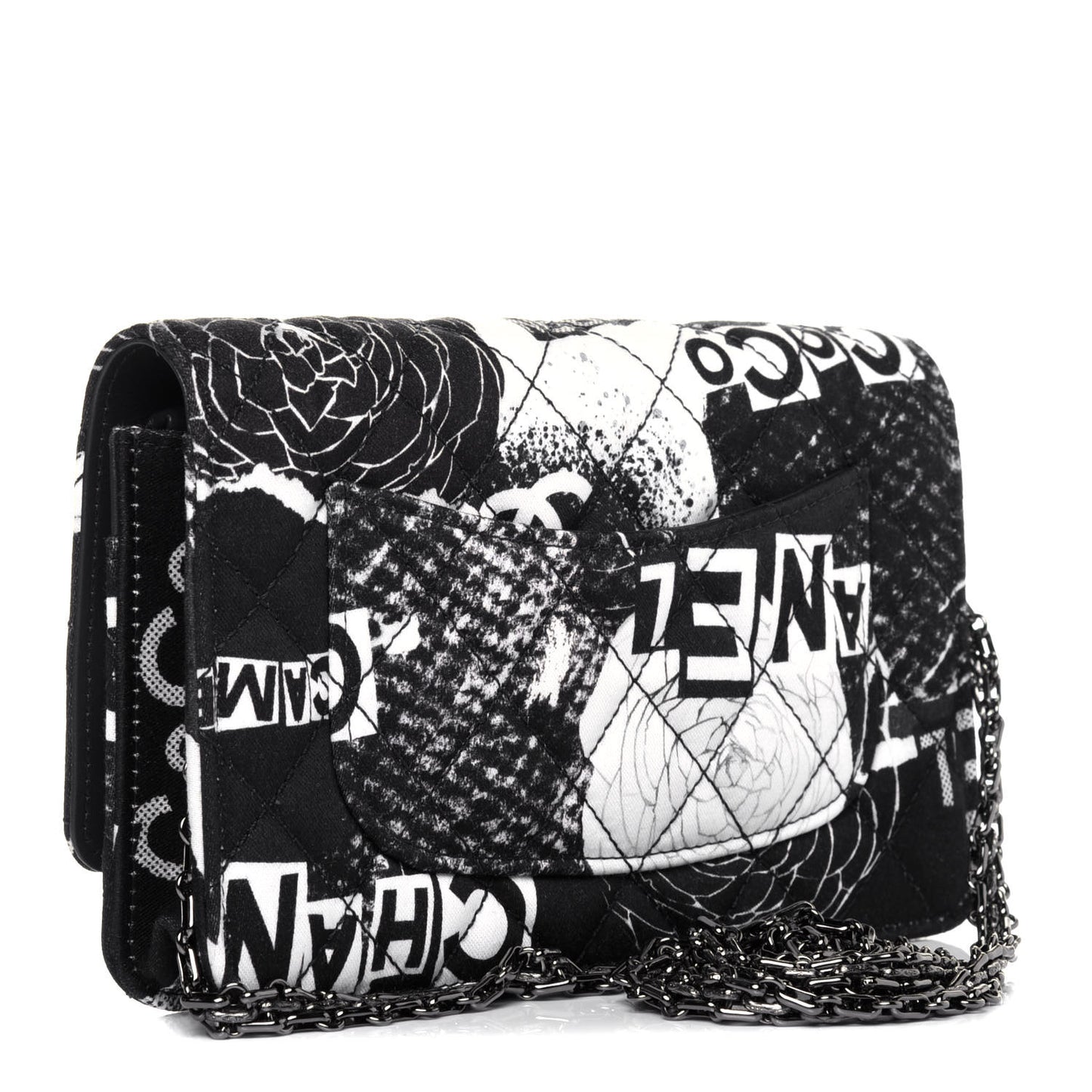 Canvas Printed Quilted 2.55 Reissue Wallet On Chain WOC White Black Navy Blue