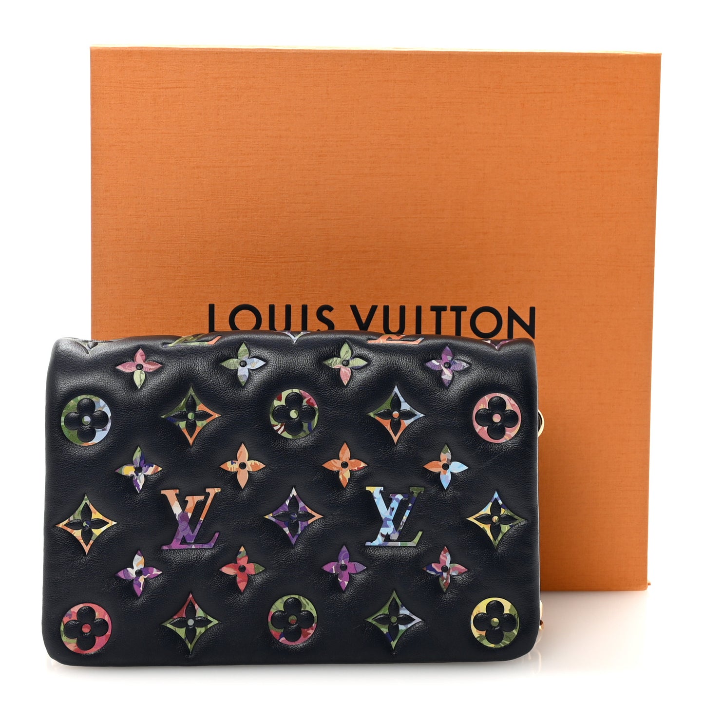 Lambskin Embossed Monogram LV Garden Pochette Coussin Navy
